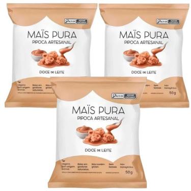Imagem de Kit 3 pipoca artesanal doce de leite 50g mais pura - Grupo Rocha Saúde