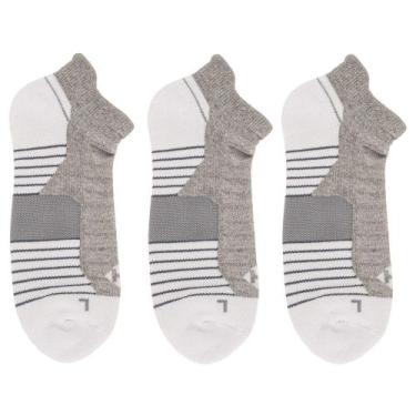 Imagem de Kit 3 pares de meias soquete hoahi 22071, Branco, Cinza, 39/43