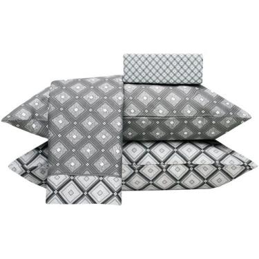 Imagem de Jogo de Lençol Casal 4 Peças com Elástico Cama Box Realce Premium 140 