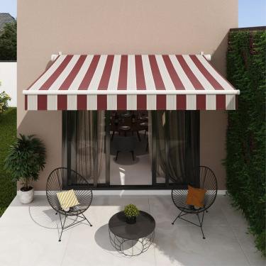 Imagem de Toldo Retratil Manual 300x200cm Listrado Vermelho Aluminio