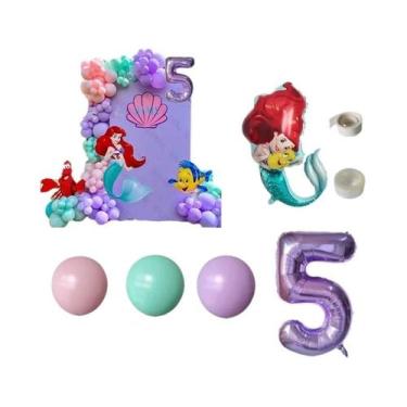 Imagem de Balões De Festa De Aniversário Da Princesa Sereia Ariel, 94 Peças, Dec