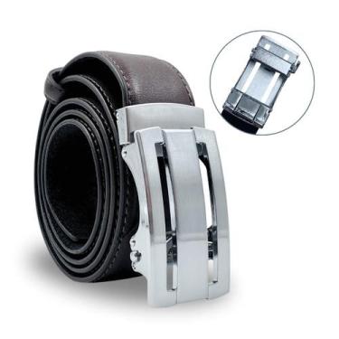 Imagem de Cinto Couro Masculino Social Catraca Fivela Automática - Rpires, Prata