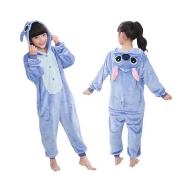 Imagem de Pijama Infantil De Pelúcia Kawaii Stitch, Macacão Quente De Flanela, C