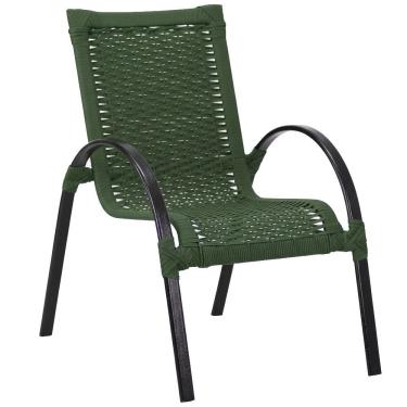 Imagem de Cadeira Mini Garden Corda Náutica Em Alumínio área Piscina Verde Musgo