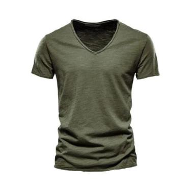 Imagem de Camiseta Masculina Slim Fit - Algodão, Decote V, Manga Curta, BR-G5, F