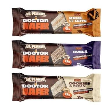 Imagem de Kit 3 Dr Peanut Barrs Doctor Wafer Avelã Cookies Doce de Leite 25g Sem