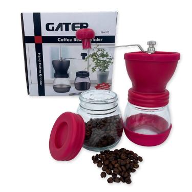 Imagem de Moedor De Café Manual Vidro Plástico Inox Cerâmica Cor:rosa