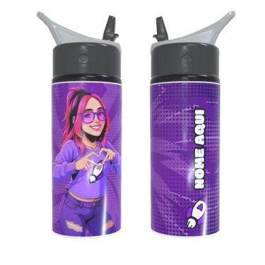 Imagem de Garrafa Infantil de Alumínio Katlen Elemento dos Rosa Personalizada co