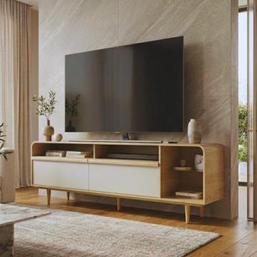 Imagem de Rack Orgânico 100% MDF 180cm Pés em Madeira Maciça 75 - Delmarco Móvei