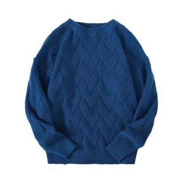 Imagem de Suéter Masculino De Manga Longa Com Gola Redonda Estilo Japonês Para C