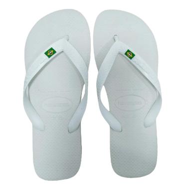 Imagem de Chinelo Unissex De Dedo Havaianas Brasil Clássica Verão Branco 000032-Unissex