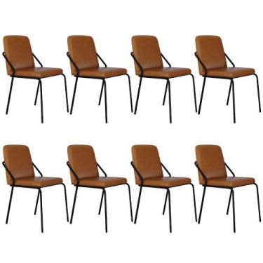 Imagem de Kit 08 Cadeiras Estofada Para Sala de Jantar Loft Preto C01 material s