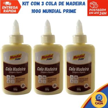 Imagem de Cola de Madeira 100gr Mundial Prime - Kit com 3 unidades