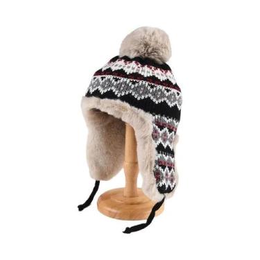 Imagem de Chapéu De Inverno Feminino Térmico Com Forro De Lã, Protetor De Orelha