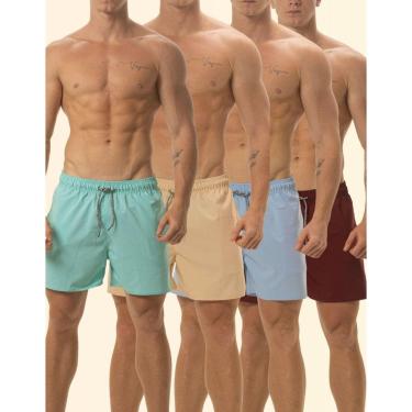 Imagem de Kit 4 Bermudas Masculinas Tactel Elastano Shorts Academia Praia-Masculino