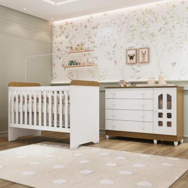 Imagem de Quarto Bebê Berço Americano 3 em 1 Gabrielle Cômoda Infantil Fraldário Gran Selena 100%...