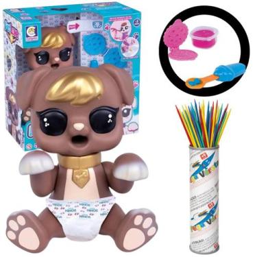 Imagem de Boneco Cachorro faz Caquinha Comidinha Massinha 100 vinil Pet Love Peg