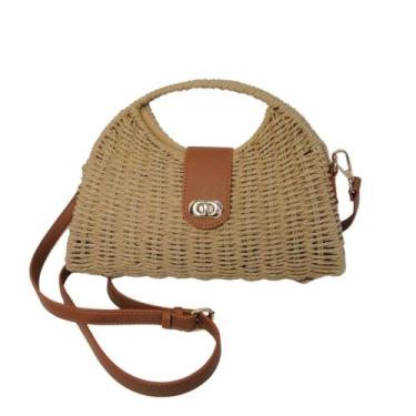 Imagem de Bolsa feminina palha alça de mão transversal alta qualidade - Generica