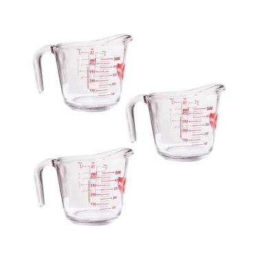 Imagem de Kit 03 Jarras Medidoras de Vidro 500ml Marinex com Alça e Bico Direcionador