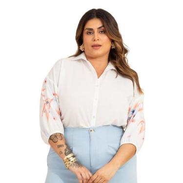 Imagem de Blusa Sephora Manga 3/4 Estampa Plus Size, Off white, G2