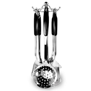 Imagem de Conjunto Talheres 7 Peças Aço Inox Suporte Utensílios - Ke Home