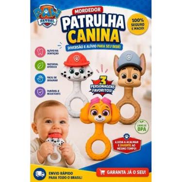 Imagem de Mordedor Patrulha Canina Silicone Bebê Chocalho Macio Infantil Dentiçã