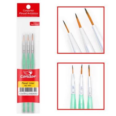 Imagem de Kit de Pincéis Ergonômicos Filete Condor 4005 - 3 Unidades