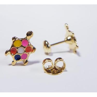 Imagem de Brinco Tartaruga infantil folheado a ouro 18k. Com tratamento hipoaler