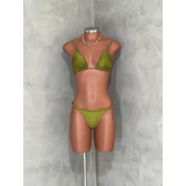 Imagem de Biquini de bronze com calcinha fio regulavel - VALERIAMODAPRAIA, Verde