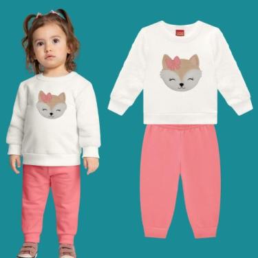 Imagem de Conjunto Menina Kyly Casaco e Calça em Moletom Peluciado Mangas em Pel