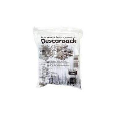 Imagem de Luva plastica descartável estéril pacote com 100 descarpack tamanho un