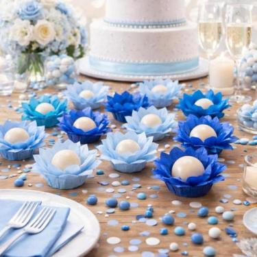 Imagem de 25 Forminhas Para Doces Finos Decoração Liz Tons Azul Festa - BELLO
