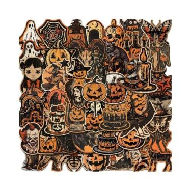 Imagem de Adesivos Retrô De Halloween 50-100 Peças: Abóboras Aterrorizantes Para