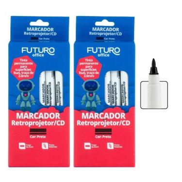 Imagem de Caixa Com 20 Unidades Marcador Permanente Retroprojetor Ponta Redonda 