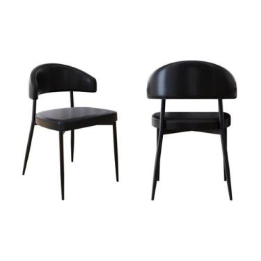 Imagem de Cadeira Bless Fixa com 4 Pés 55 x 52,5 x 77,5 cm com 2 Unidades Preto 