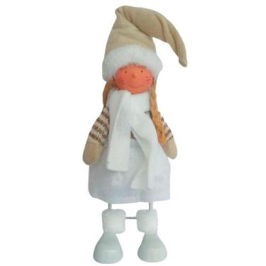 Imagem de Boneca Natalina Winter em Pé Para Bancada 37x10x10cm Cor:Bege - Wincy,