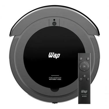 Imagem de Robô Aspirador WAP W200 Programável 3 em 1 Varre Aspira Passa Pano Base Carregadora Controle Remoto Preto