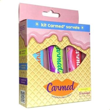 Imagem de Carmed Sorvete Kit 3 Sabores Verao 10g Cada Cimed Hidratante Protetor 
