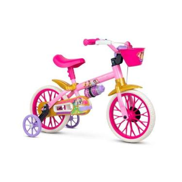 Imagem de Bicicleta rosa infantil aro 12 princesas nathor menina