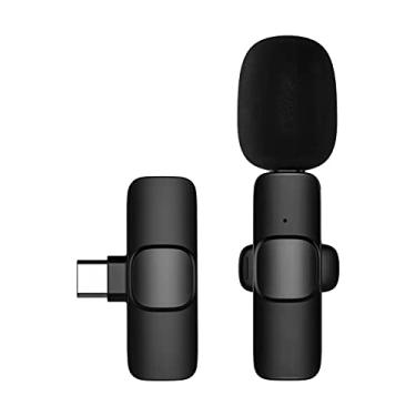 Imagem de Hlily Mini Microfone De Lapela Sem Fio, Transmissor De Microfone Omnidirecional, Sistema De Microfone Receptor Com Abafador De Vento Tipo C, Substituição De Porta Para Smartphone Android,