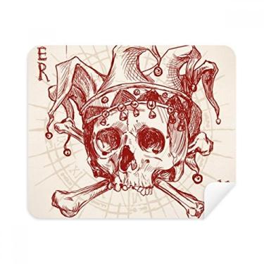 Imagem de Coringa Coringa Coroa Vermelho Esqueleto Cartão Padrão Pano de Limpeza Limpador de Tela 2 Peças Tecido de Camurça