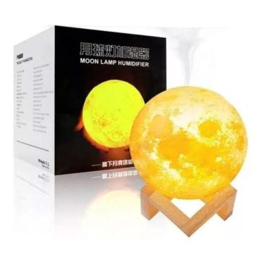 Imagem de Abajur Lua Cheia 3D Difusor Umidificador Luminária De Mesa