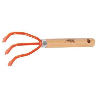 Imagem de Ancinho metálico 3 dentes com cabo de madeira