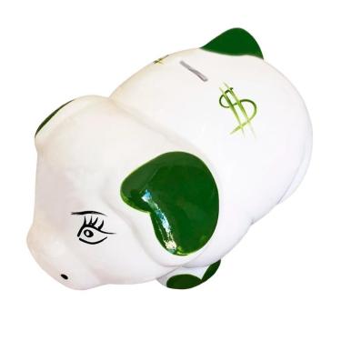 Imagem de Cofre Porquinho Em Cerâmica Decorativo De Moedas Verde