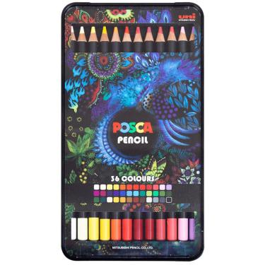 Imagem de Lápis De Cor Posca Mitsubishi Pencil Estojo 36 Cores Uniball