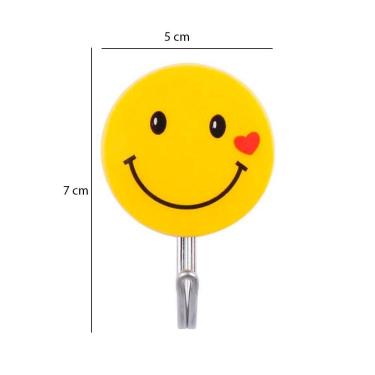 Imagem de Gancho Adesivo Carinha Emoji P/ Organizar E Decorar 2 UN