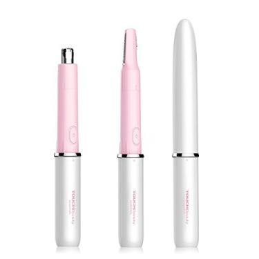 Imagem de TOUCHBeauty Aparador de cabelo para rosto e sobrancelha, nariz e orelha, removedor de pelos tudo em um, para homens e mulheres, barbeador de lâminas duplas, alimentado por bateria TB-1458