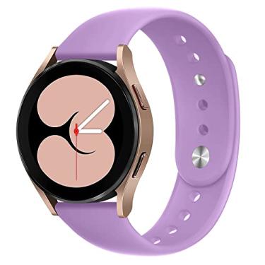 Imagem de Pulseira esportiva de 20 mm para Samsung Galaxy Watch 5 4 40 mm 44 mm/Galaxy Watch 5 Pro 45 mm, pulseira de substituição de silicone macio para Galaxy Watch 4 40 mm 42 mm 44 mm 46 mm/3 41 mm/Active 2 (lavanda)