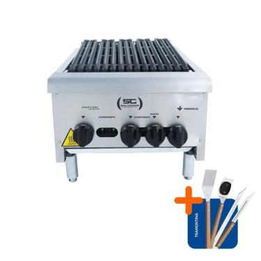 Imagem de Chapa Charbroiler Americana Profissional Grill 45cm Gás Inox Cgg45 e Utensílios - Venâncio