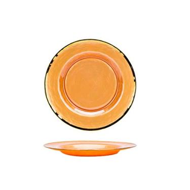 Imagem de 2 peças pratos de jantar de vidro estilo europeu retrô Phnom Penh utensílios de cozinha frutas sobremesa bolo lanche bife prato de servir (cor: laranja, tamanho: grande)